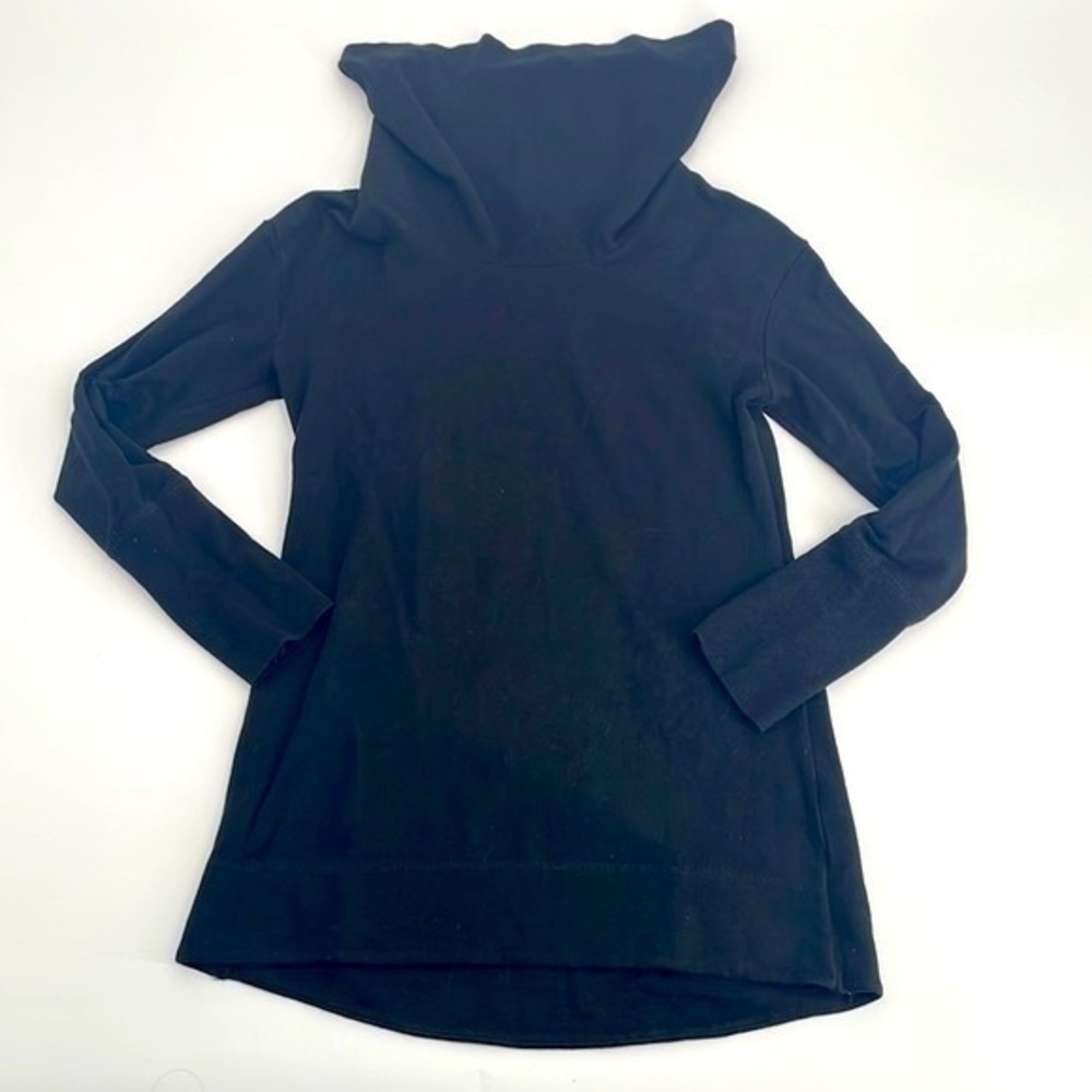 UEC Merona black chunky turtleneck long sleeve shirt kangaroo pocket XS